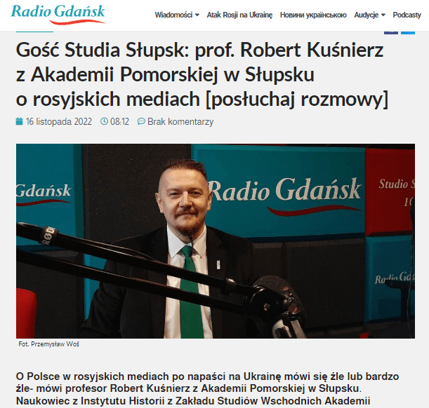 PROF. ROBERT KUŚNIERZ W RADIU GDAŃSK O ROSYJSKIEJ PROPAGANDZIE ANTYPOLSKIEJ